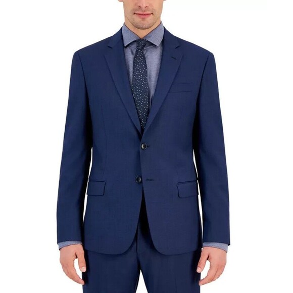 AX Armani Exchange Men's Slim-Fit Blue Textured Wool Blend Suit Jacket, Blue 44R - Picture 1 of 2